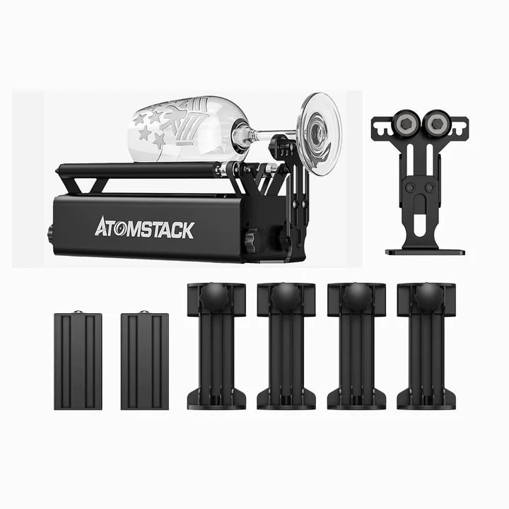 ATOMSTACK R3 24W Automatic Rotary Roller Upgrade Y-axis Rotary Roller Engraving Module for Engraving Cylindrical Objects Cans with 360° Rotating Engraving